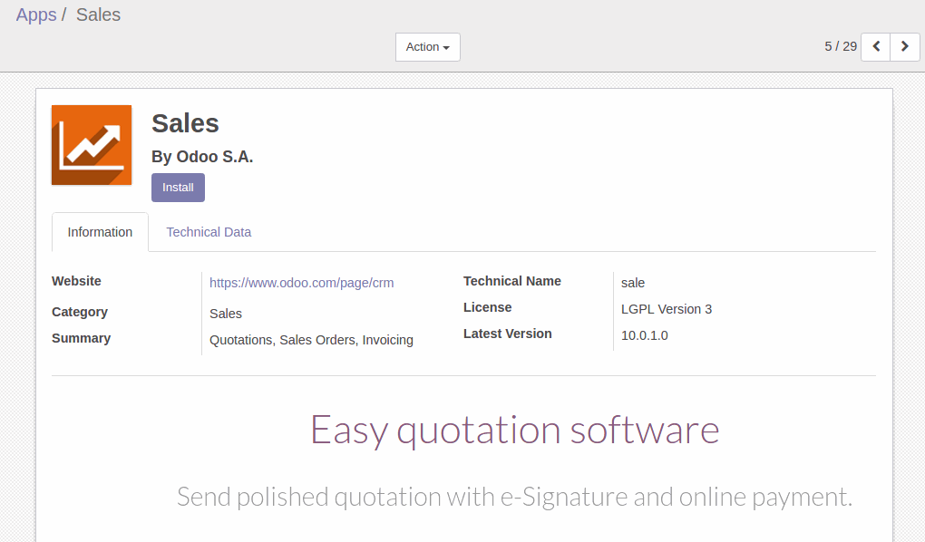 Odoo text and image block